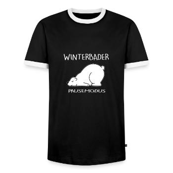 eisbader winterbader eisbär cool cold winter pause - Männer Kontrast-T-Shirt - Schwarz/Weiß - Vorne - AI Model Female 172 light (172cm) & AI Model Male 178 light (178cm)