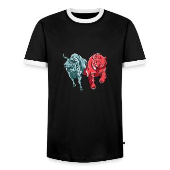 Bull Vs. Bear Crypto Chart Crypto Crypto-monnaie Hodler - T-shirt contrasté Homme - noir/blanc - Devant - AI Model Female 172 light (172cm) & AI Model Male 178 light (178cm)