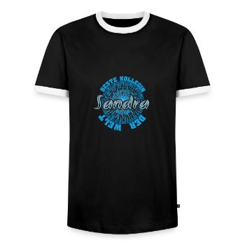 Sandra - T-shirt contrasté Homme - noir/blanc - Devant - AI Model Female 172 light (172cm) & AI Model Male 178 light (178cm)