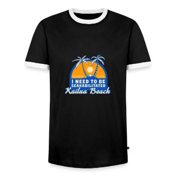 J’ai besoin d’être séahabilité Kailua Beach Été - T-shirt contrasté Homme - noir/blanc - Devant - AI Model Female 172 light (172cm) & AI Model Male 178 light (178cm)