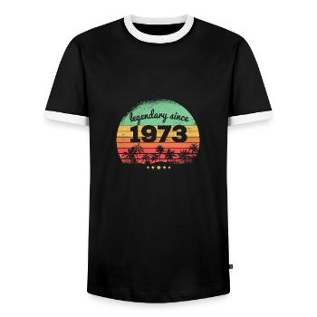 Legendary Since 1973 50. Geburtstag - Männer Kontrast-T-Shirt - Schwarz/Weiß - Vorne - AI Model Female 172 light (172cm) & AI Model Male 178 light (178cm)