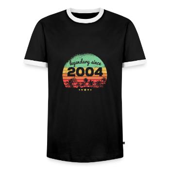 Legendary Since 2004 19. Geburtstag - Männer Kontrast-T-Shirt - Schwarz/Weiß - Vorne - AI Model Female 172 light (172cm) & AI Model Male 178 light (178cm)
