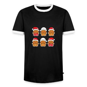 Lebkuchenmann - Männer Kontrast-T-Shirt - Schwarz/Weiß - Vorne - AI Model Female 172 light (172cm) & AI Model Male 178 light (178cm)