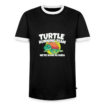 Drôle Marathon Tortue Running Team Nous Sommes Lents Comme - T-shirt contrasté Homme - noir/blanc - Devant - AI Model Female 172 light (172cm) & AI Model Male 178 light (178cm)