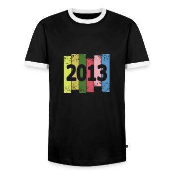 Colorful 2013 - Men's Ringer Shirt - black/white - Front - AI Model Female 172 light (172cm) & AI Model Male 178 light (178cm)