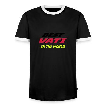 Best vati in the world - T-shirt contrasté Homme - noir/blanc - Devant - AI Model Female 172 light (172cm) & AI Model Male 178 light (178cm)