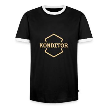Cadeau pour chef pâtissier - T-shirt contrasté Homme - noir/blanc - Devant - AI Model Female 172 light (172cm) & AI Model Male 178 light (178cm)