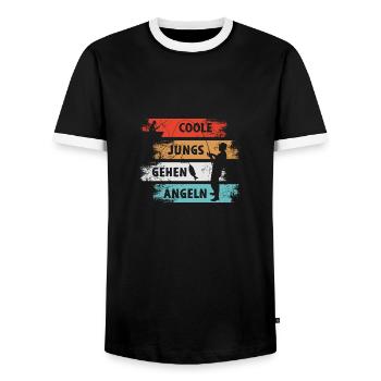 Cool Guys Aller Pêcher Pêcheur - T-shirt contrasté Homme - noir/blanc - Devant - AI Model Female 172 light (172cm) & AI Model Male 178 light (178cm)