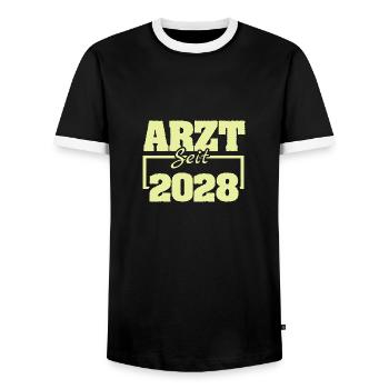 Médecin 2028 - T-shirt contrasté Homme - noir/blanc - Devant - AI Model Female 172 light (172cm) & AI Model Male 178 light (178cm)