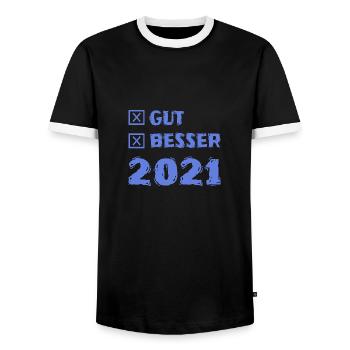 Besser 2021 - Männer Kontrast-T-Shirt - Schwarz/Weiß - Vorne - AI Model Female 172 light (172cm) & AI Model Male 178 light (178cm)