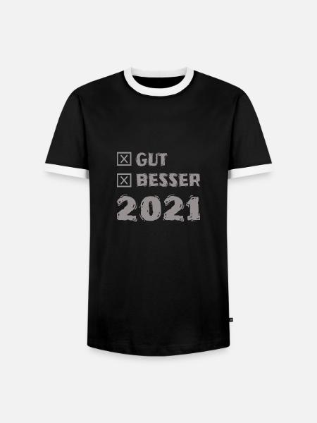 2021 - Männer Kontrast-T-Shirt - Schwarz/Weiß
