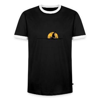 Schiffe - Segelboot Sonne - Männer Kontrast-T-Shirt - Schwarz/Weiß - Vorne - AI Model Female 172 light (172cm) & AI Model Male 178 light (178cm)