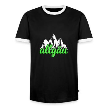 Allgäu Mountains Hiking Climbing - Men's Ringer Shirt - black/white - Front - AI Model Female 172 light (172cm) & AI Model Male 178 light (178cm)