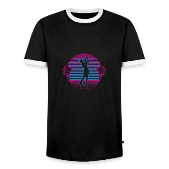 Golf Golfen Golfer Retro Vintage Retrowave - Männer Kontrast-T-Shirt - Schwarz/Weiß - Vorne - AI Model Female 172 light (172cm) & AI Model Male 178 light (178cm)