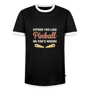 Soit vous aimez Pinball, soit vous vous trompez Joueur - T-shirt contrasté Homme - noir/blanc - Devant - AI Model Female 172 light (172cm) & AI Model Male 178 light (178cm)