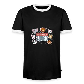 Animal Rescue Squad Animal Welfare Cats and Dogs - Men's Ringer Shirt - black/white - Front - AI Model Female 172 light (172cm) & AI Model Male 178 light (178cm)