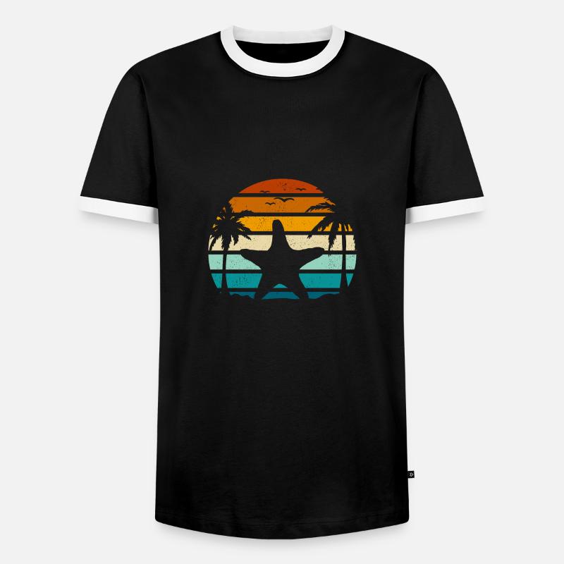 Seestern - Männer Kontrast-T-Shirt - Schwarz/Weiß