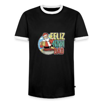 Feliz Navi Dad Xmas Dad Design for Fathers Day in - Männer Kontrast-T-Shirt - Schwarz/Weiß - Vorne - AI Model Female 172 light (172cm) & AI Model Male 178 light (178cm)