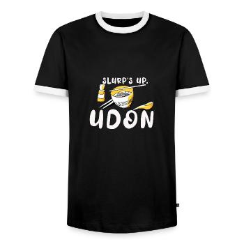 Slurp's Up Udon-Nudeln Pun Japanische Ramen-Nudeln - Männer Kontrast-T-Shirt - Schwarz/Weiß - Vorne - AI Model Female 172 light (172cm) & AI Model Male 178 light (178cm)