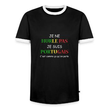 Je ne hurle pas je suis portugais - T-shirt contrasté Homme - noir/blanc - Devant - AI Model Female 172 light (172cm) & AI Model Male 178 light (178cm)