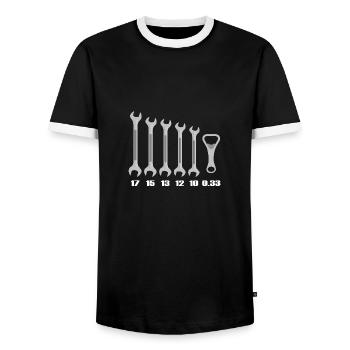 Artisan Outil Mécanicien Ouvre-bouteille 0,33 - T-shirt contrasté Homme - noir/blanc - Devant - AI Model Female 172 light (172cm) & AI Model Male 178 light (178cm)