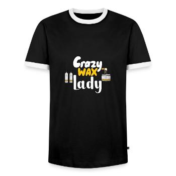 Verrückte Wachsfrau - Männer Kontrast-T-Shirt - Schwarz/Weiß - Vorne - AI Model Female 172 light (172cm) & AI Model Male 178 light (178cm)
