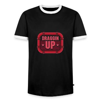 Hochziehen - Männer Kontrast-T-Shirt - Schwarz/Weiß - Vorne - AI Model Female 172 light (172cm) & AI Model Male 178 light (178cm)