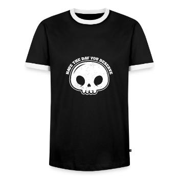 Ayez le jour où vous méritez l’esthétique grunge - T-shirt contrasté Homme - noir/blanc - Devant - AI Model Female 172 light (172cm) & AI Model Male 178 light (178cm)