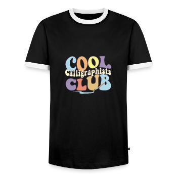 Club de calligraphie cool professionnel - T-shirt contrasté Homme - noir/blanc - Devant - AI Model Female 172 light (172cm) & AI Model Male 178 light (178cm)