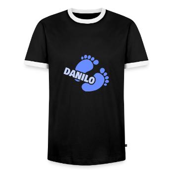 Birth of Danilo - Men's Ringer Shirt - black/white - Front - AI Model Female 172 light (172cm) & AI Model Male 178 light (178cm)