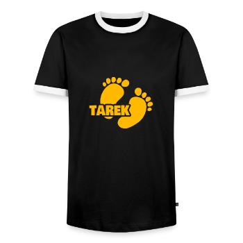 Naissance Tarek - T-shirt contrasté Homme - noir/blanc - Devant - AI Model Female 172 light (172cm) & AI Model Male 178 light (178cm)
