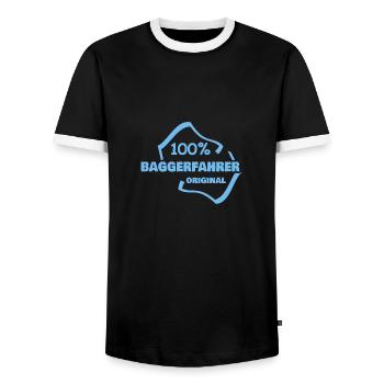Profession Excavator Driver - Men's Ringer Shirt - black/white - Front - AI Model Female 172 light (172cm) & AI Model Male 178 light (178cm)