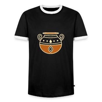 Pottery - Men's Ringer Shirt - black/white - Front - AI Model Female 172 light (172cm) & AI Model Male 178 light (178cm)