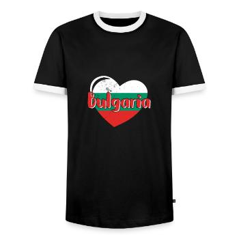 Bulgaria National Flag Balkans Sofia Holidays - Men's Ringer Shirt - black/white - Front - AI Model Female 172 light (172cm) & AI Model Male 178 light (178cm)
