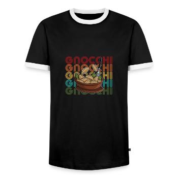 Gnocchi Nudeln Pasta Gericht Italien Chefkoch - Männer Kontrast-T-Shirt - Schwarz/Weiß - Vorne - AI Model Female 172 light (172cm) & AI Model Male 178 light (178cm)