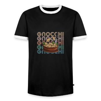 Gnocchi Nudeln Pasta Gericht Italien Chefkoch - Männer Kontrast-T-Shirt - Schwarz/Weiß - Vorne - AI Model Female 172 light (172cm) & AI Model Male 178 light (178cm)