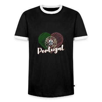 Portugal Heimatliebe Lissabon Portugiese - Männer Kontrast-T-Shirt - Schwarz/Weiß - Vorne - AI Model Female 172 light (172cm) & AI Model Male 178 light (178cm)