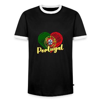 Portugal Heimatliebe Lissabon Portugiese - Männer Kontrast-T-Shirt - Schwarz/Weiß - Vorne - AI Model Female 172 light (172cm) & AI Model Male 178 light (178cm)