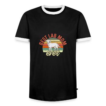 Labrador Retriever blanc Labrador Labrador blanc - T-shirt contrasté Homme - noir/blanc - Devant - AI Model Female 172 light (172cm) & AI Model Male 178 light (178cm)