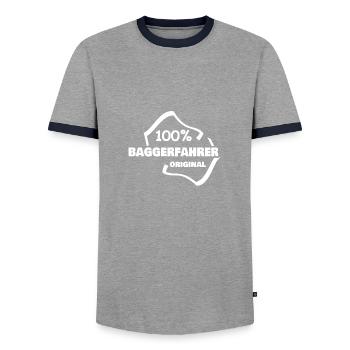 Beruf Baggerfahrer - Männer Kontrast-T-Shirt - Grau/Navy  - Vorne - AI Model Female 172 light (172cm) & AI Model Male 178 light (178cm)