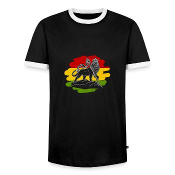 Afrika Jerusalem Löwe von Juda Judah Christentum - Männer Kontrast-T-Shirt - Schwarz/Weiß - Vorne - AI Model Female 172 light (172cm) & AI Model Male 178 light (178cm)