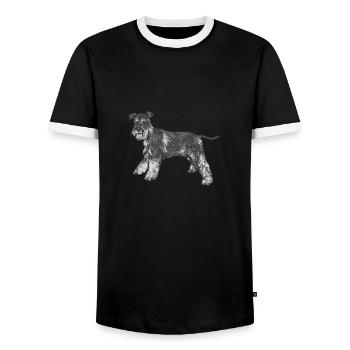 Schnauzer nain Chien Schnauzer - T-shirt contrasté Homme - noir/blanc - Devant - AI Model Female 172 light (172cm) & AI Model Male 178 light (178cm)