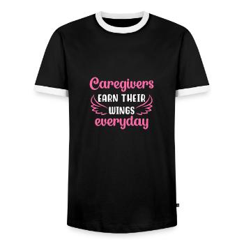 Pflegerinnen und Pfleger verdienen sich jeden Tag - Männer Kontrast-T-Shirt - Schwarz/Weiß - Vorne - AI Model Female 172 light (172cm) & AI Model Male 178 light (178cm)