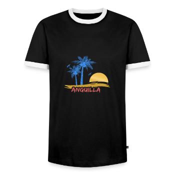 Anguilla comme plage - T-shirt contrasté Homme - noir/blanc - Devant - AI Model Female 172 light (172cm) & AI Model Male 178 light (178cm)
