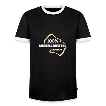 Profession : Mineur - T-shirt contrasté Homme - noir/blanc - Devant - AI Model Female 172 light (172cm) & AI Model Male 178 light (178cm)