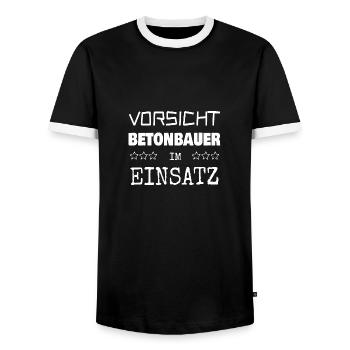 Appointment of concrete worker - Men's Ringer Shirt - black/white - Front - AI Model Female 172 light (172cm) & AI Model Male 178 light (178cm)