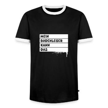 Flooring installers - Men's Ringer Shirt - black/white - Front - AI Model Female 172 light (172cm) & AI Model Male 178 light (178cm)