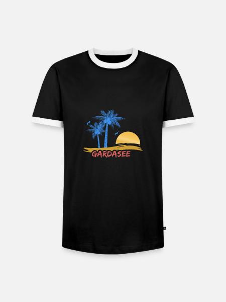 Gardasee - Männer Kontrast-T-Shirt - Schwarz/Weiß