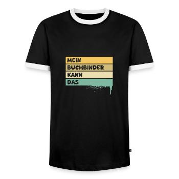 Bookbinder - Men's Ringer Shirt - black/white - Front - AI Model Female 172 light (172cm) & AI Model Male 178 light (178cm)