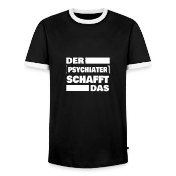 Cadeau pour psychiatre - T-shirt contrasté Homme - noir/blanc - Devant - AI Model Female 172 light (172cm) & AI Model Male 178 light (178cm)